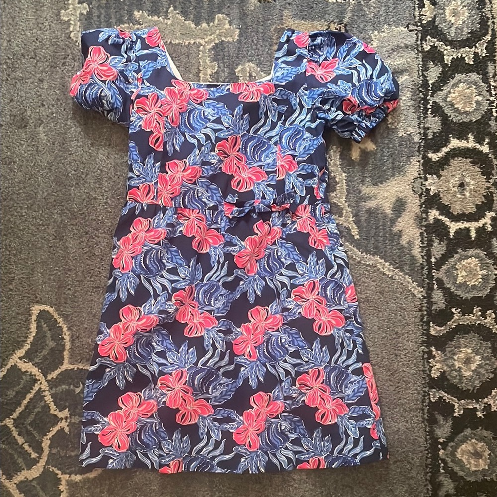 Lilly Pulitzer Blue and Pink Floral Kids Dress